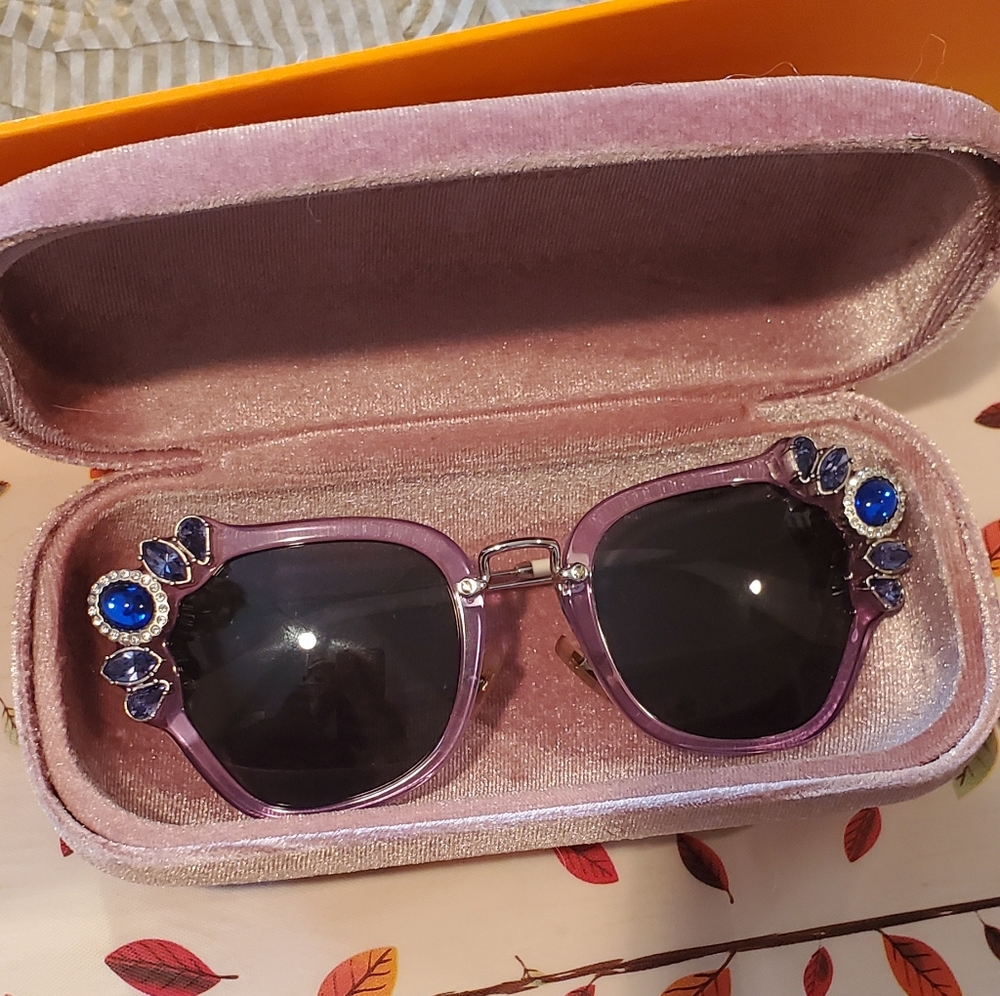 Miu miu crystal embellished violet sunglasses